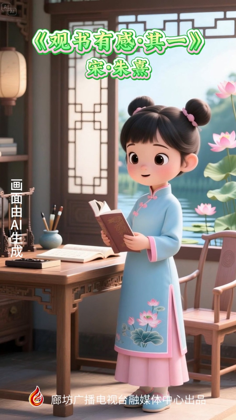 文化潤(rùn)廊·AI“畫”古詩丨《觀書有感·其一》
